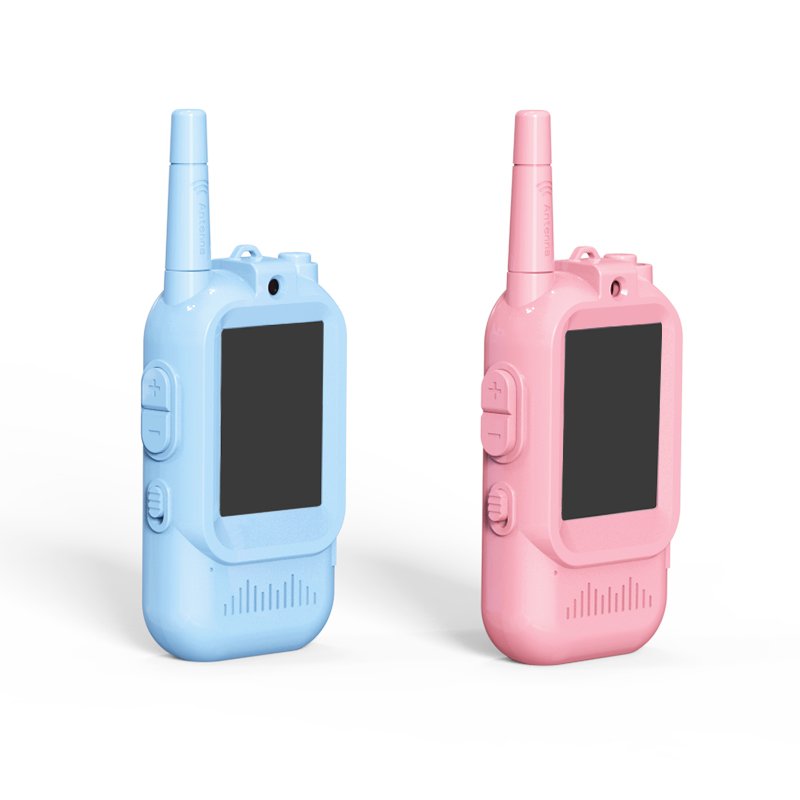 Two kids' video walkie-talkie handsets shown side by side, additional view